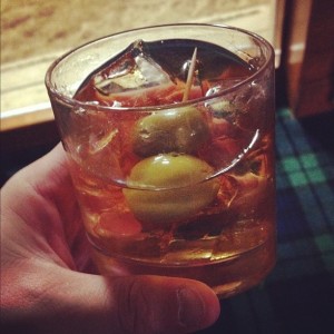 Whisky On The Rocks With Olives